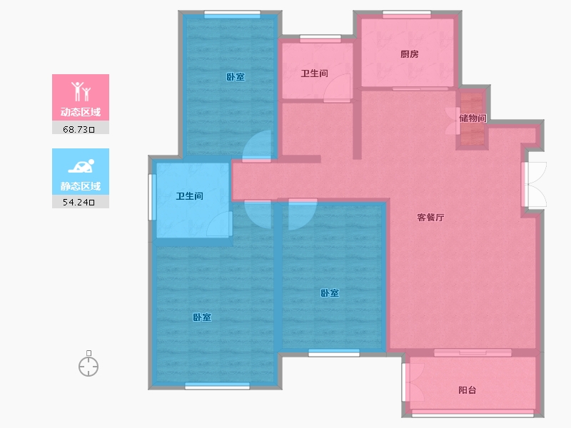 河南省-安阳市-领秀蓝岸-110.29-户型库-动静分区