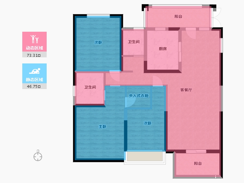 安徽省-蚌埠市-鹏欣·天珑天玥-106.32-户型库-动静分区