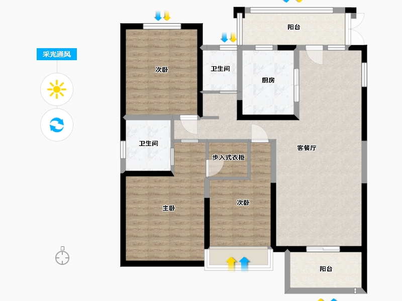 安徽省-蚌埠市-鹏欣·天珑天玥-106.32-户型库-采光通风