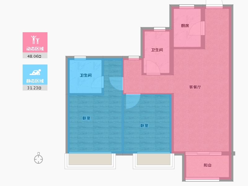 浙江省-绍兴市-中天观樾诚品-70.99-户型库-动静分区