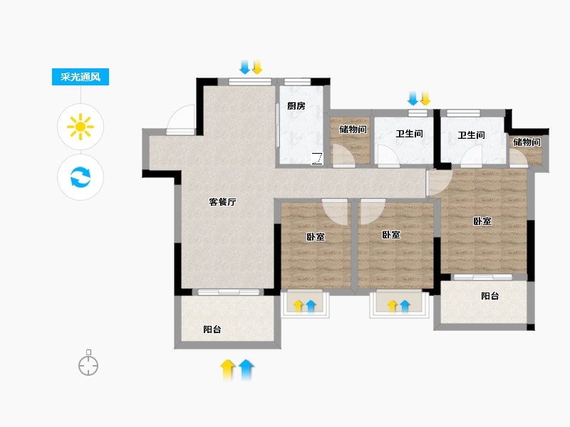 安徽省-合肥市-高速时代首府-91.98-户型库-采光通风