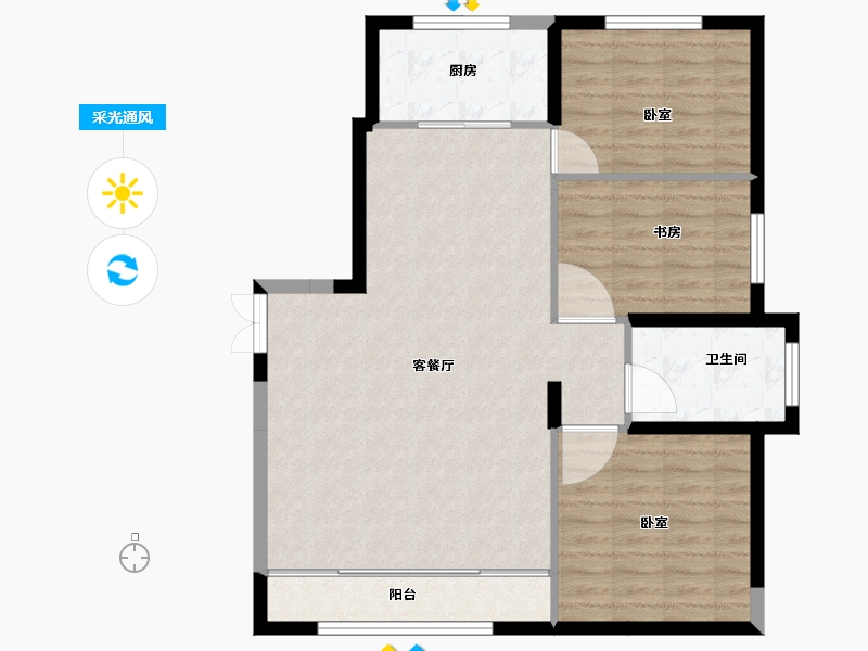 宁夏回族自治区-银川市-未来城（四期）-90.06-户型库-采光通风