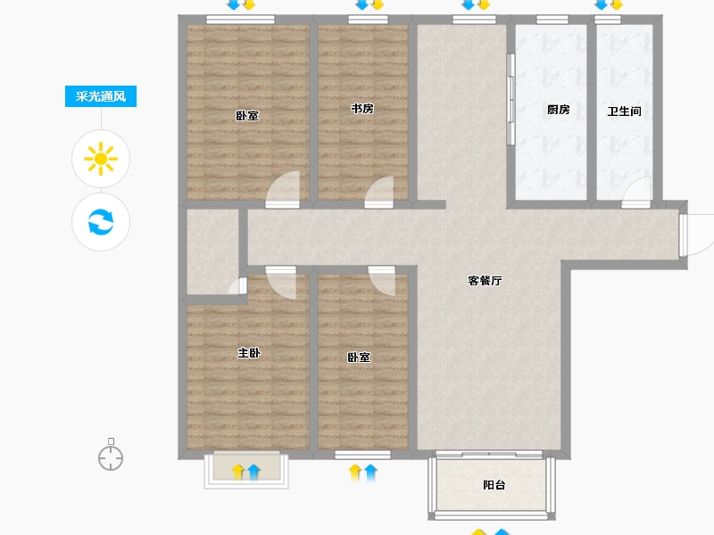 河南省-洛阳市-龙裕·理学新城-144.03-户型库-采光通风