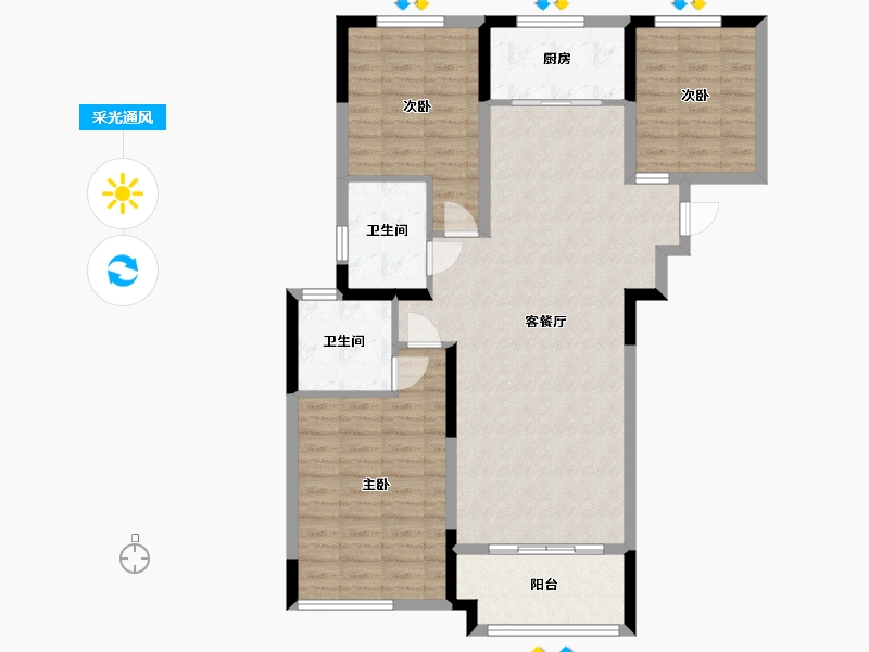 安徽省-蚌埠市-新威·龙门悦府-101.61-户型库-采光通风