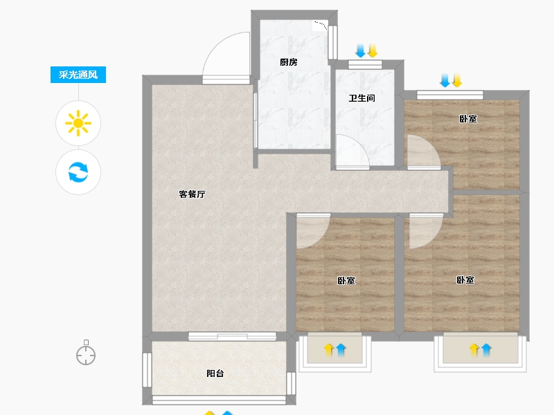 河南省-开封市-建业·尉州上院-72.18-户型库-采光通风