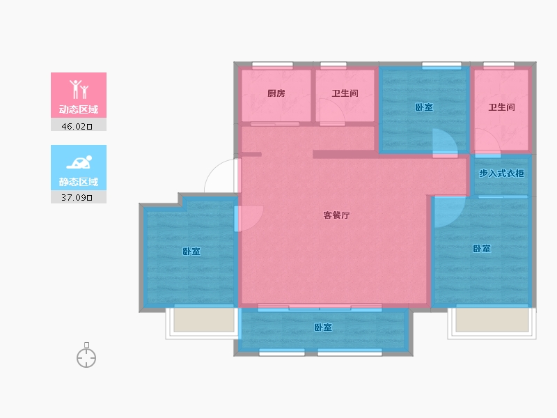 山东省-聊城市-民生·光岳壹號院-73.66-户型库-动静分区