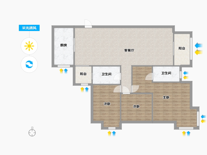 重庆-重庆市-渝能国际-119.63-户型库-采光通风