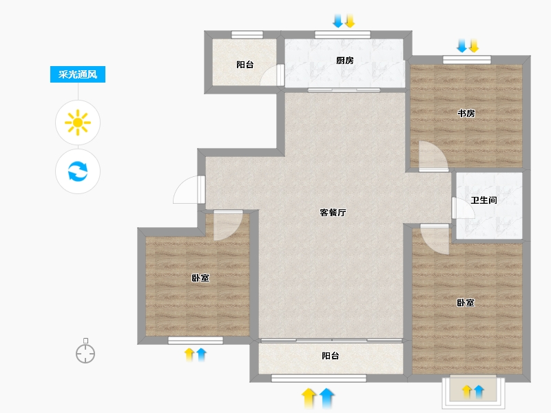 宁夏回族自治区-银川市-未来城（四期）-93.50-户型库-采光通风