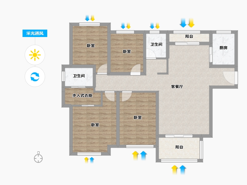 河南省-焦作市-孟州香格里拉花园榕园-102.94-户型库-采光通风