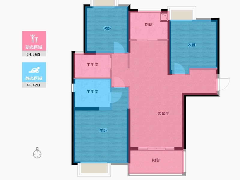 福建省-福州市-海伦堡·观山府-90.00-户型库-动静分区