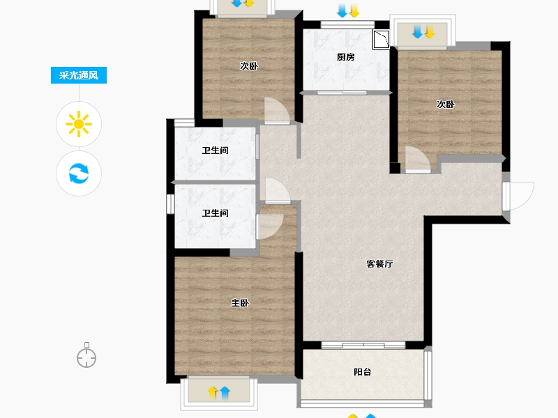 福建省-福州市-海伦堡·观山府-90.00-户型库-采光通风