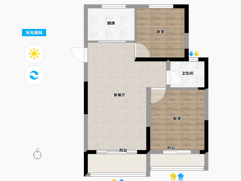 山东省-烟台市-青山翠谷-71.00-户型库-采光通风