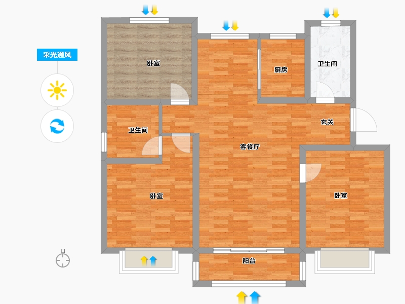 山东省-青岛市-九龙华庭-99.00-户型库-采光通风