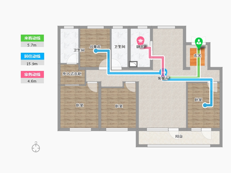 山东省-烟台市-融创蓝天壹號-124.01-户型库-动静线