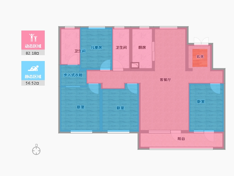 山东省-烟台市-融创蓝天壹號-124.01-户型库-动静分区