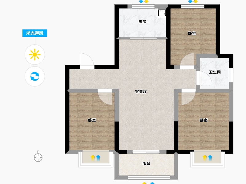 山东省-烟台市-天泰城-76.01-户型库-采光通风