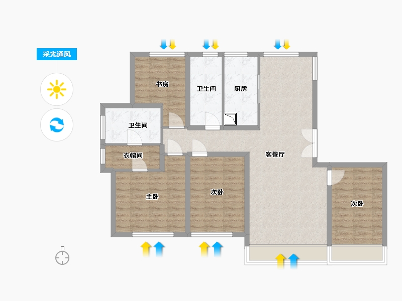 山东省-济南市-绿城济南蘭园-103.32-户型库-采光通风