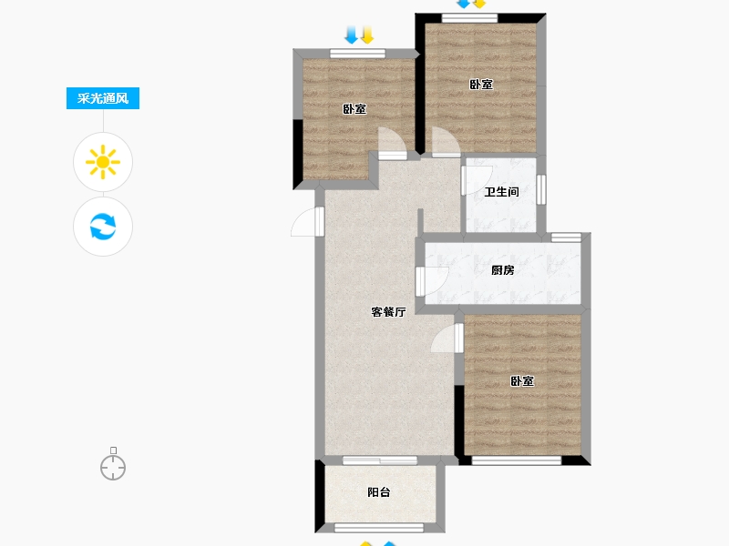 河南省-郑州市-永威双鹤湖畔-72.01-户型库-采光通风