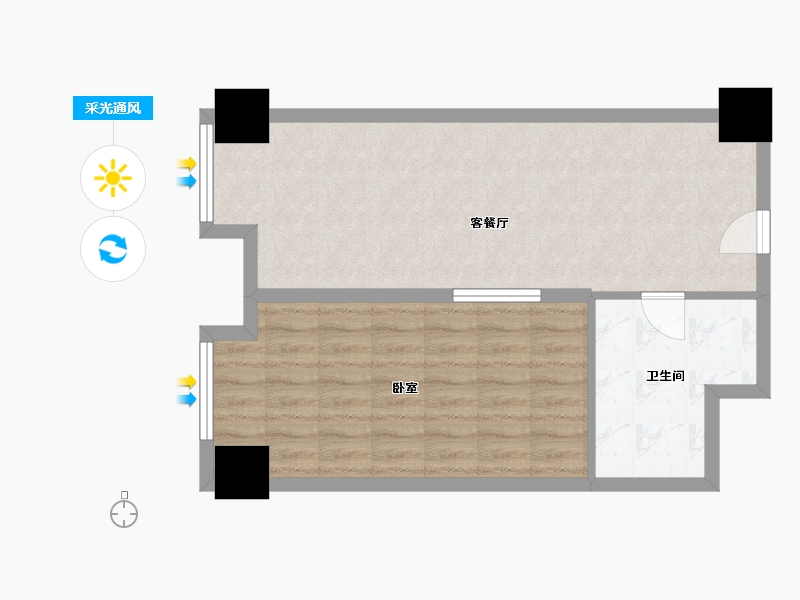 山东省-济南市-绿地海珀天润-57.29-户型库-采光通风