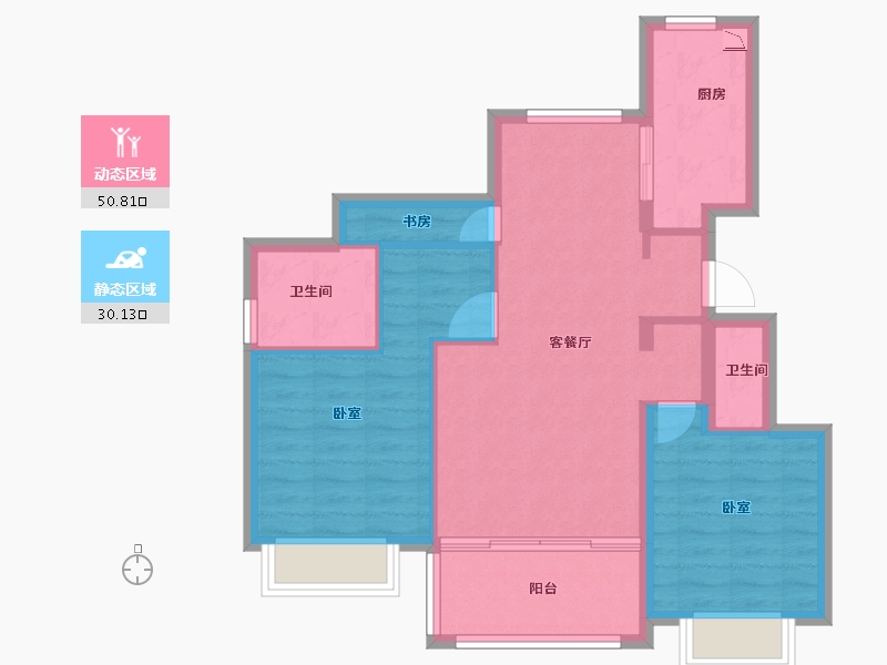 浙江省-绍兴市-新弘尚东府-72.00-户型库-动静分区