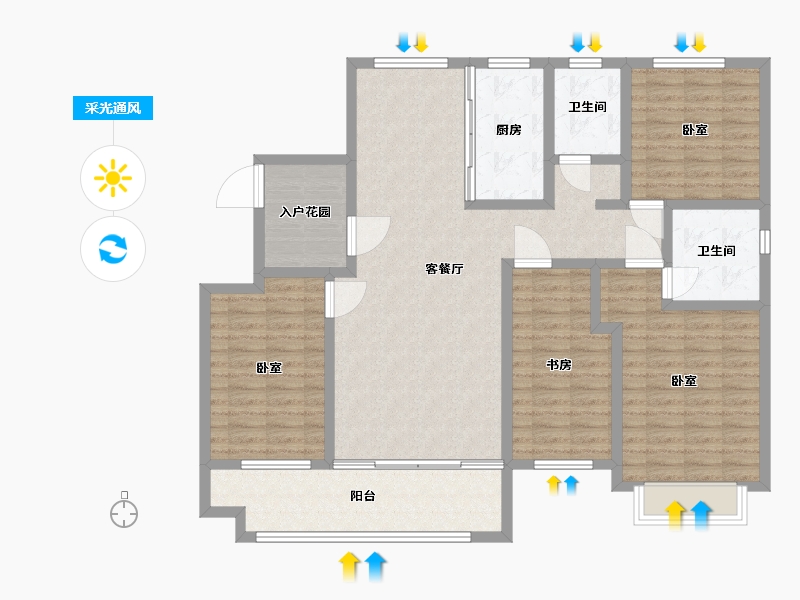 山东省-聊城市-畅博·书香首府-128.00-户型库-采光通风