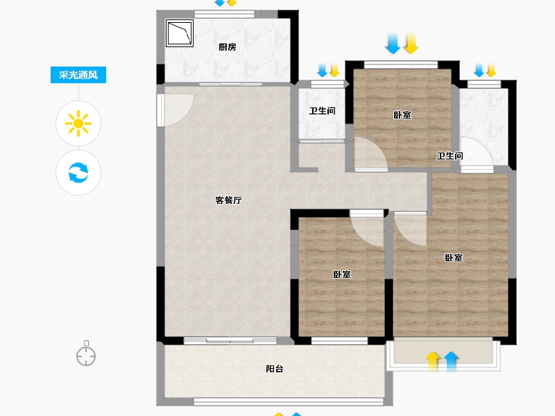 河南省-洛阳市-云星钱隆世家-103.58-户型库-采光通风