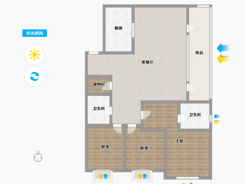 山东省-烟台市-烟台华润中心商住-151.00-户型库-采光通风