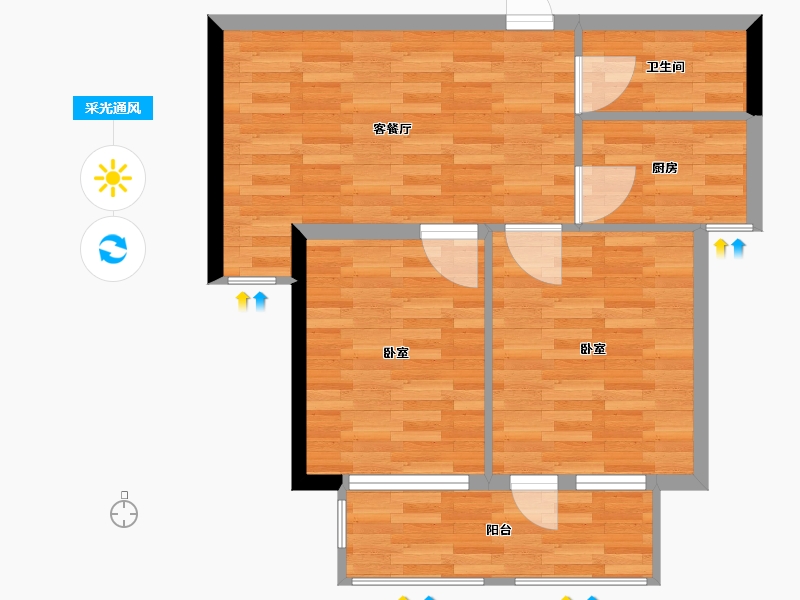 河南省-郑州市-朗悦V公馆-59.00-户型库-采光通风