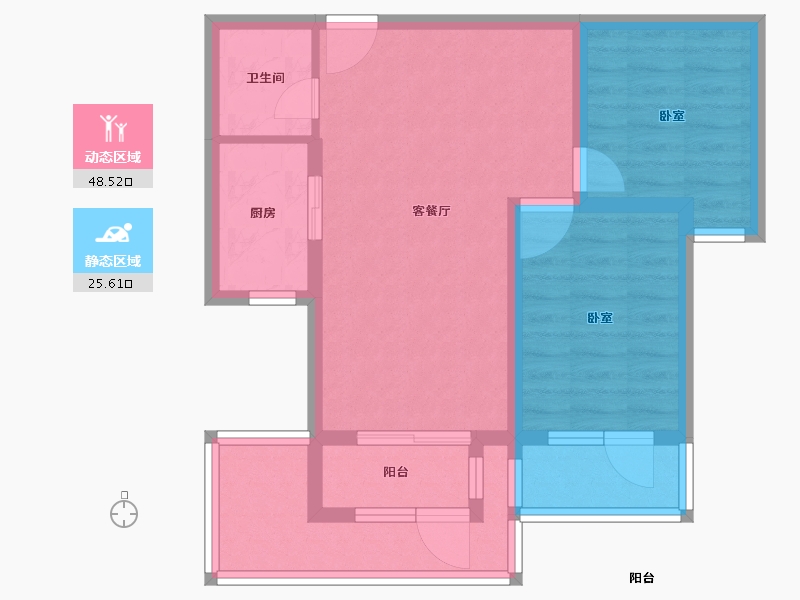 山东省-德州市-夏津德百温泉公寓-64.71-户型库-动静分区