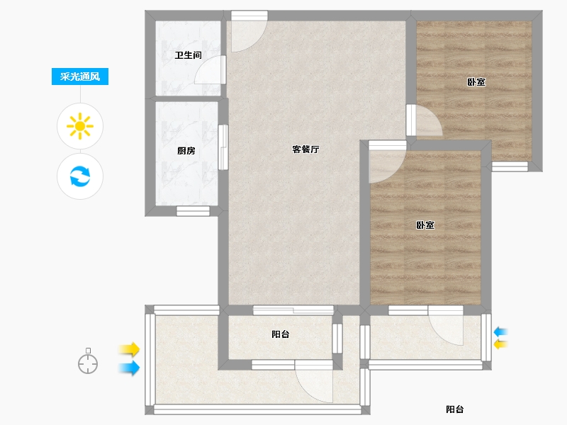 山东省-德州市-夏津德百温泉公寓-64.71-户型库-采光通风