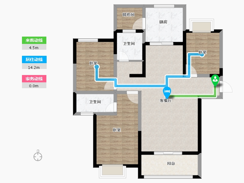 河南省-新乡市-靖业格林小镇-105.00-户型库-动静线