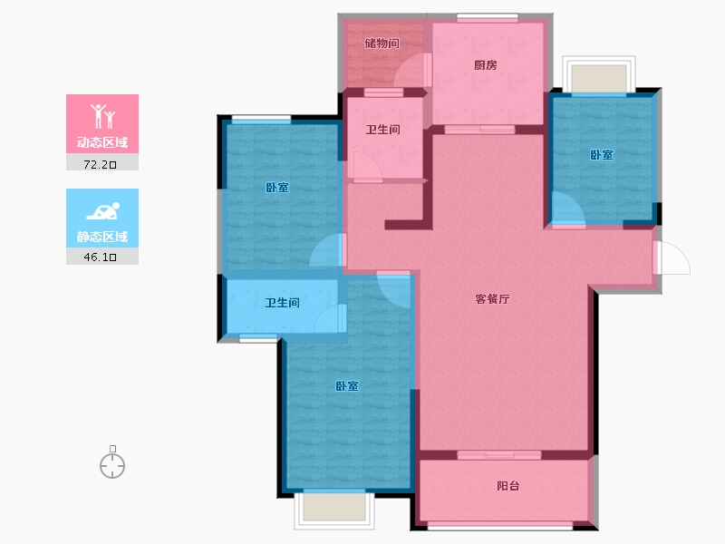 河南省-新乡市-靖业格林小镇-105.00-户型库-动静分区