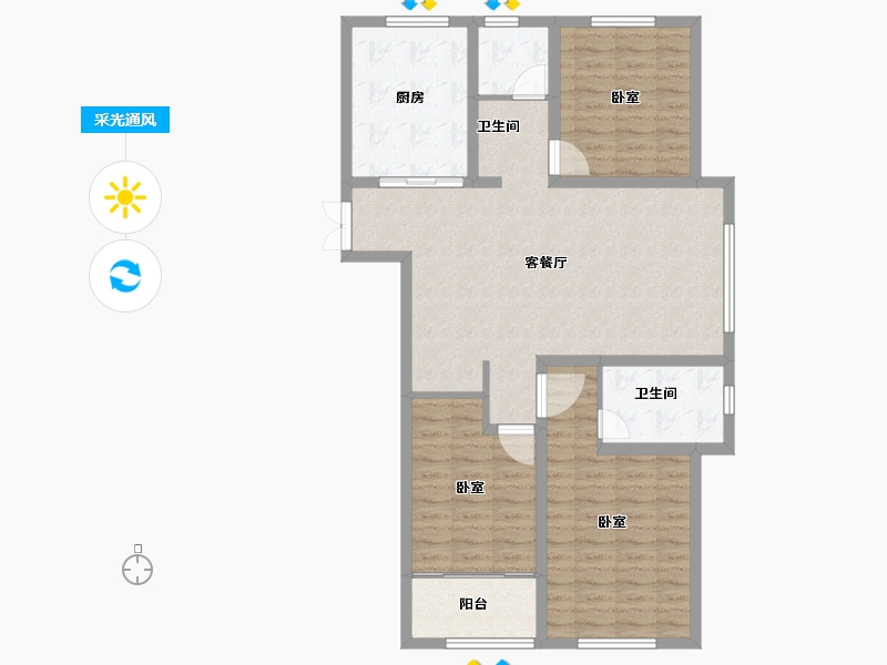 山东省-德州市-临邑阳光一品-103.00-户型库-采光通风