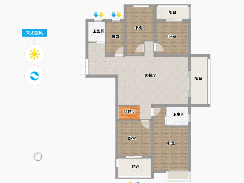 河南省-新乡市-信合湖畔春天-116.96-户型库-采光通风