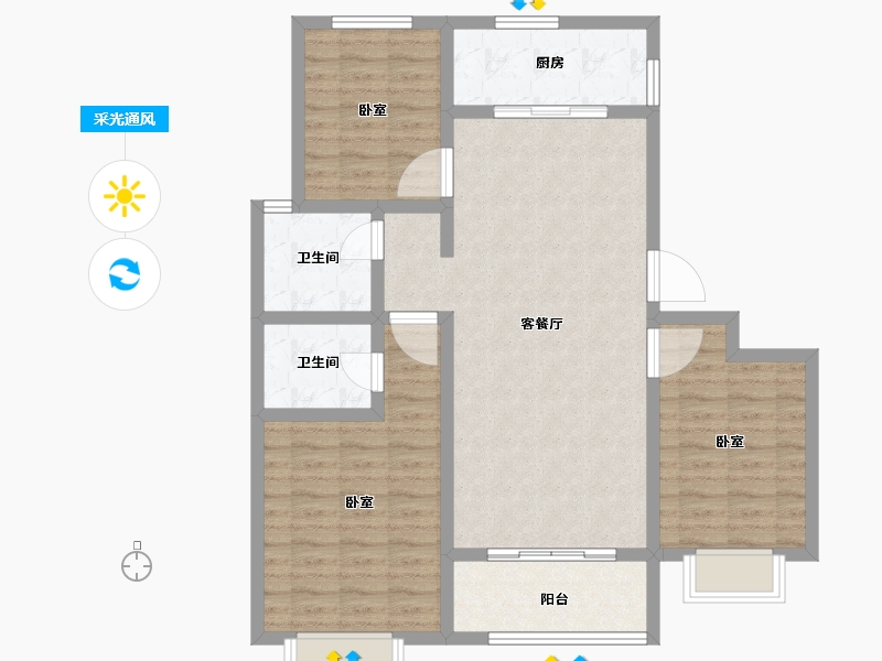 山东省-菏泽市-枫庭世家-95.85-户型库-采光通风