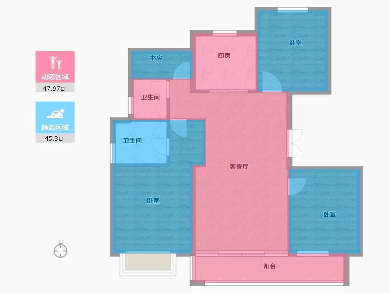 浙江省-绍兴市-新弘尚东府-84.00-户型库-动静分区