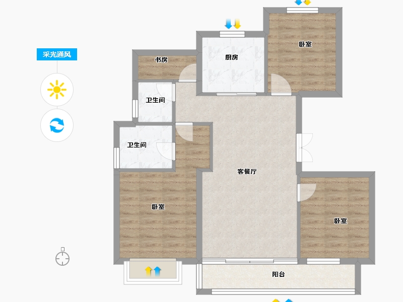 浙江省-绍兴市-新弘尚东府-84.00-户型库-采光通风