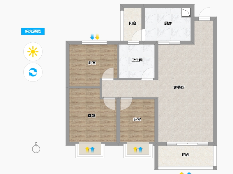 山东省-烟台市-烟台恒大海上帝景-79.50-户型库-采光通风