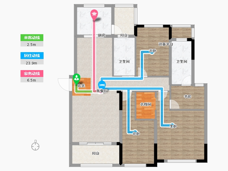 江苏省-常州市-弘阳燕澜风华住宅-122.35-户型库-动静线