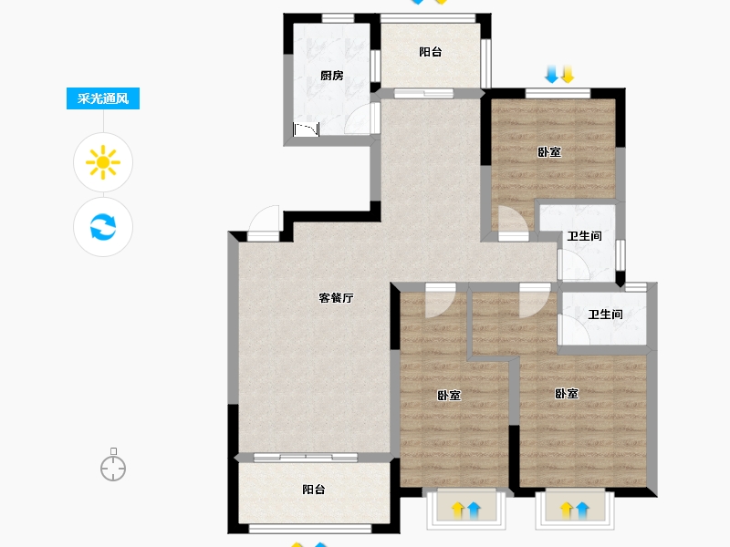 山东省-烟台市-永达福源里-94.55-户型库-采光通风