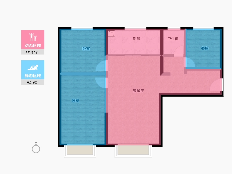 新疆维吾尔自治区-乌鲁木齐市-万科·都会传奇三期-88.00-户型库-动静分区