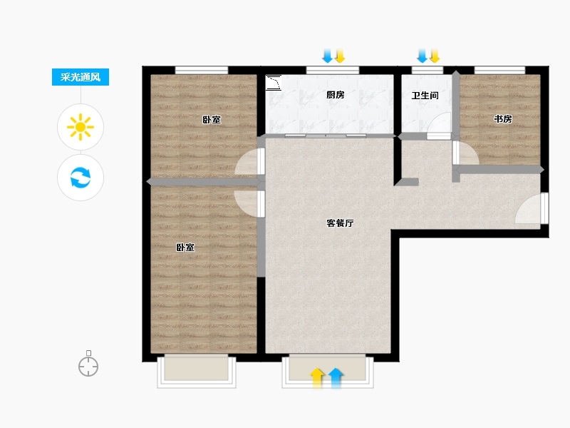 新疆维吾尔自治区-乌鲁木齐市-万科·都会传奇三期-88.00-户型库-采光通风