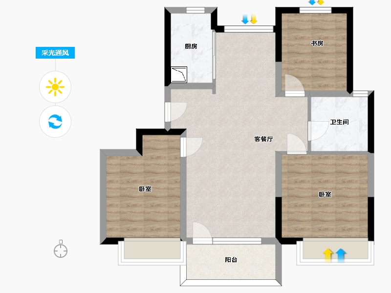 山东省-济南市-中海玖嶺南山-76.53-户型库-采光通风