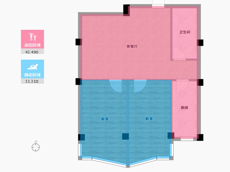 山东省-烟台市-北方月光怡景三期-67.30-户型库-动静分区