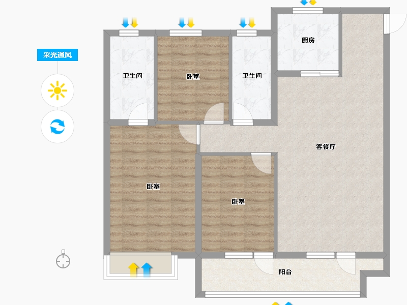 山东省-烟台市-鲁商公馆-100.00-户型库-采光通风