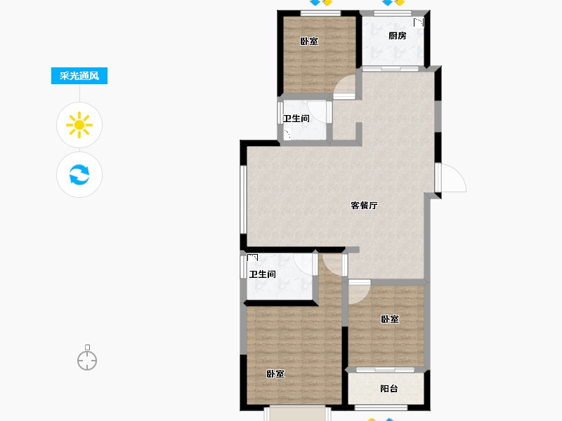 河南省-洛阳市-滨河御景苑-107.51-户型库-采光通风