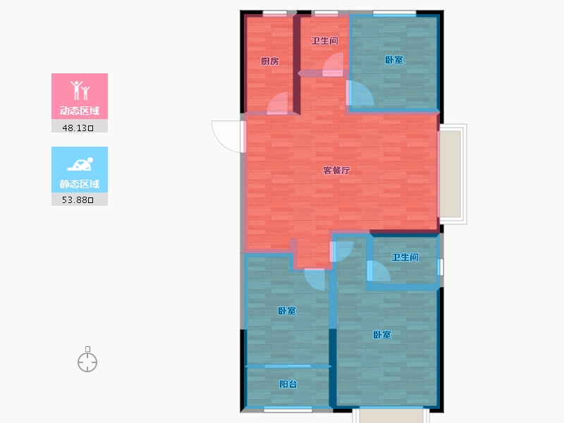 山东省-济南市-地平西棠甲第-90.99-户型库-动静分区