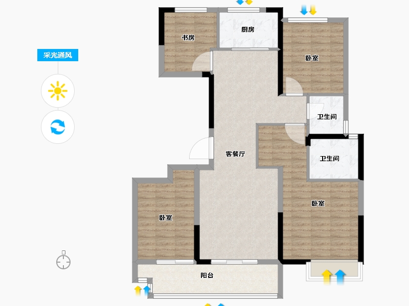 河南省-郑州市-昌建翡翠苑-110.00-户型库-采光通风