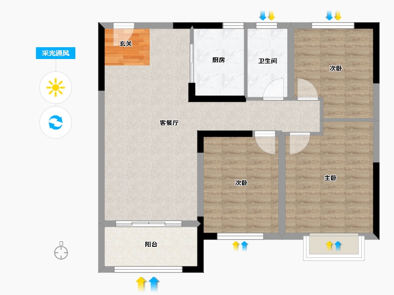 安徽省-滁州市-明中状元府-86.00-户型库-采光通风