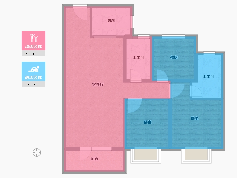 山东省-济南市-华润置地昆仑御-80.19-户型库-动静分区